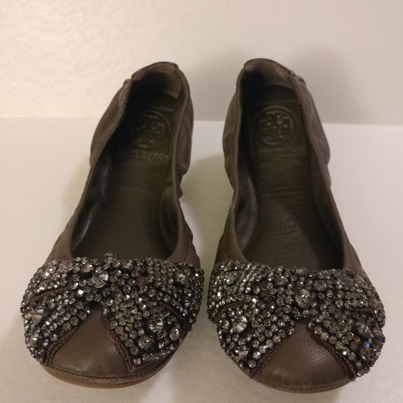 Tory Burch Eddie Flats w/Rhinestone Bow - Picture 3 of 8